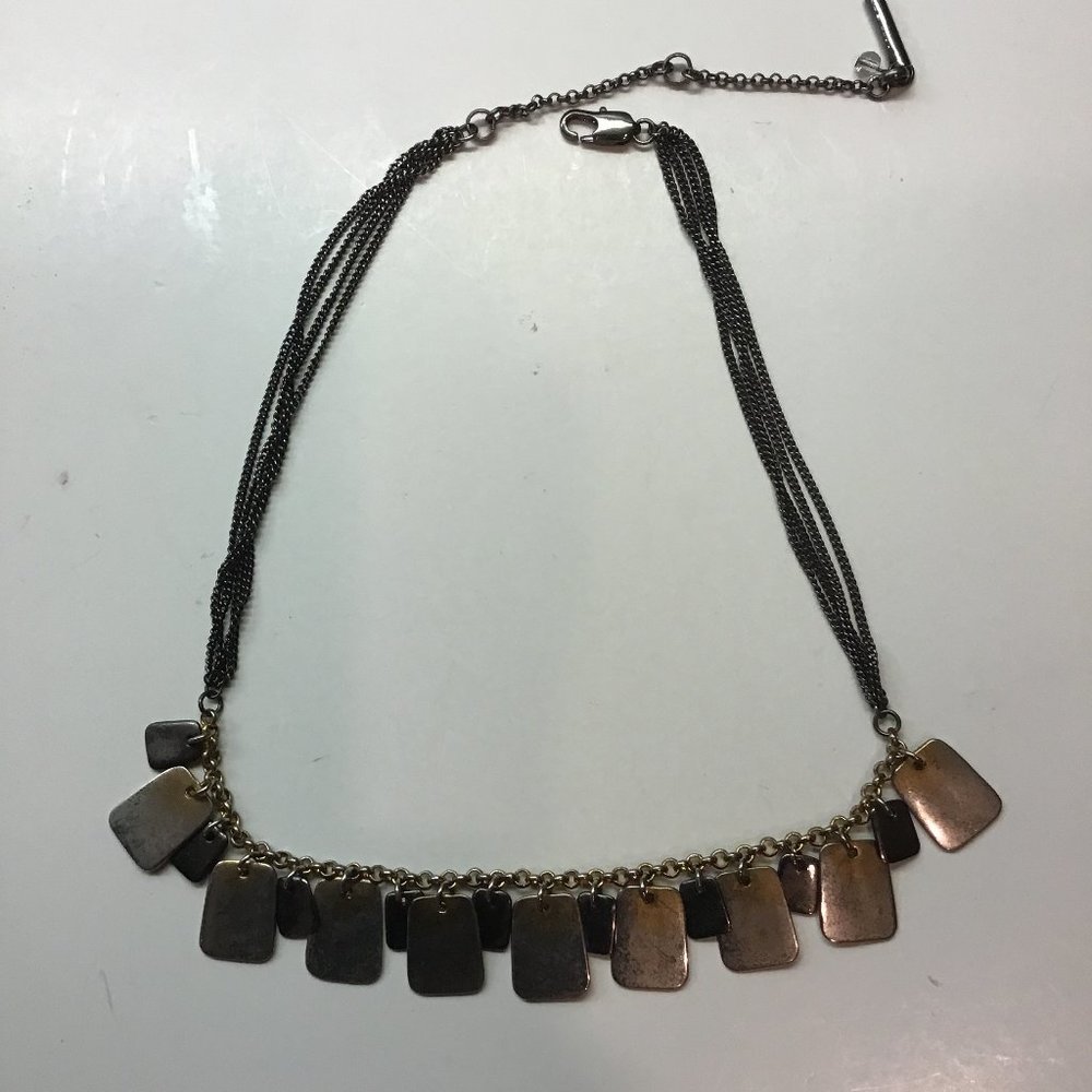 Gold and Pewter Rectangular Necklace